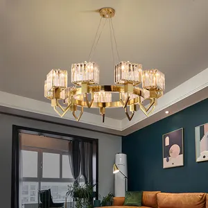 NDY Latest Design Indoor Luxury Stainless Steel Crystal Light Suspension Mount E14 Led Chandeliers Pendant Lights