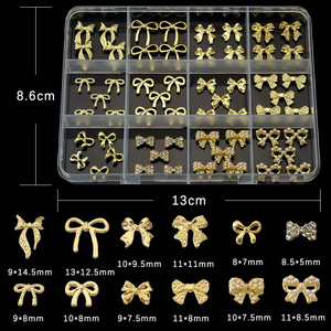 12 Rejillas de Adornos Metálicos 3D para Uñas, Lujosas Mariposas y Lazos Dorados, No Tóxicos, con Parte Trasera Plana, para Decoración de Uñas en Salones de Manicura - Product Image 3