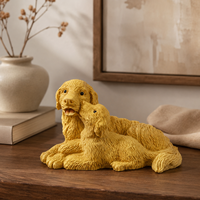 Figurine sculptée en buis représentant un chien et son chiot, ornement de voiture, décoration d'intérieur, cadeau artisanal, cadeaux de remerciement pour la famille et les amoureux des animaux