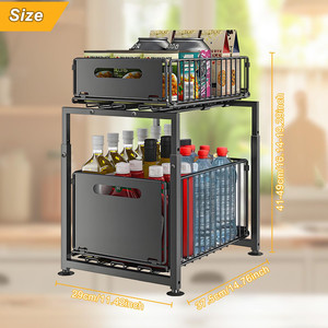 Étagères <span class=keywords><strong>m</strong></span>étalliques réglables sous l'évier, rangement robuste en acier, gain <span class=keywords><strong>de</strong></span> place, organisateur sous l'évier à <span class=keywords><strong>2</strong></span> niveaux, organisateur <span class=keywords><strong>de</strong></span> cuisine - Product Image 6