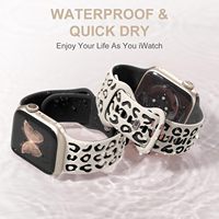 Bracelet en silicone souple sportif gravé Upro Leopard pour Apple Watch, pour femmes, 38, 40, 41, 42, 44, 45, 49 mm, bracelet embossé