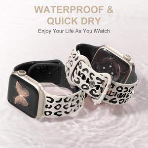 Bracelet en silicone souple sportif gravé Upro Leopard pour Apple Watch, pour femmes, 38, 40, 41, 42, 44, 45, 49 mm, bracelet embossé - Product Image 4