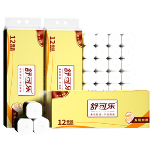 Papel higiénico Shu Ke Le, 12 rollos, suave, de cinco capas, engrosado, para uso doméstico - Product Image 5