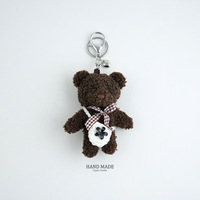 Porte-clés ours en peluche bouclé, pendentif cœur en tricot pour sac, breloque en peluche pour femme, cadeaux de mariage pour invités