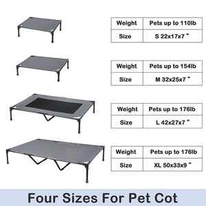 뜨거운 판매 제기 높은 개 침대 접이식 여행 파괴 할 수없는 회색 금속 및 캔버스 개 침대 - Product Image 6