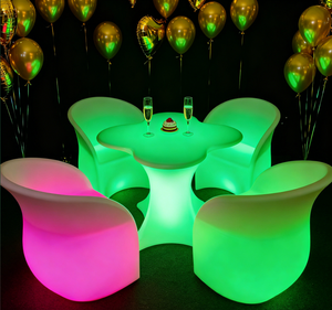 Meubles modernes LED approuvés CE RoHS Ensembles de jardin à couleur changeante Ensembles de <span class=keywords><strong>table</strong></span> et de chaises pour boîte de nuit - Product Image 5