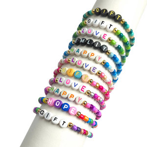 HAPPY GIFT Promotion Geschenke 100% benutzer definierte Armband Elastic <span class=keywords><strong>Love</strong></span> Letter Armband für Mädchen oder Kinder Freundschaft Armband Zubehör - Product Image 5