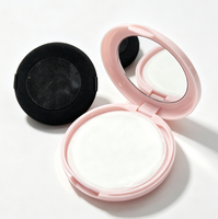 Boîtier compact rond pour papier absorbant de sébum avec miroir et houppette, rechargeable et portable