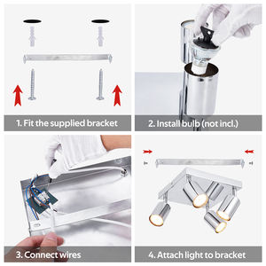 Foco de Techo GU10 Directo de Fábrica, Moderno, de 4 Luces, Cromado Pulido, Base Cuadrada Ajustable, para Sala de Estar y Dormitorio - Product Image 6