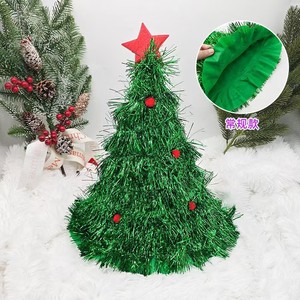 Chapeau de Père Noël vintage écologique vert avec des copeaux d'oignons et des bandes de fourrure Shalta pour décorations de fête - Product Image 5