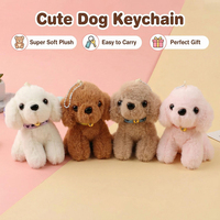 Porte-clés en peluche chien mignon et moelleux, breloque de sac chiot en peluche douce, pendentif animal pour sac à dos et accessoires de sac à main