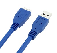 Câble d'extension USB 3.0 OEM en gros, gaine en cuivre étamé bleu, 0,3m-5m, USB Mâle Micro B pour disque dur, caméra, microphone, voiture