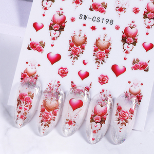 Pegatinas 3D para <span class=keywords><strong>Uñas</strong></span> con Diseño de Rosa y Corazón para el Día de San Valentín, Calcomanías con Forma de Corazón, Globos y Flores, Decoración de <span class=keywords><strong>Uñas</strong></span> - Product Image 2