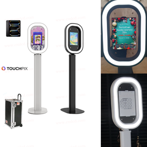 Machine <span class=keywords><strong>photobooth</strong></span> iPad Salsa ovale noir et blanc, kiosque <span class=keywords><strong>photobooth</strong></span> avec lumières LED RGB, cabine selfie avec valise de transport pour fête et <span class=keywords><strong>mariage</strong></span> - Product Image 1
