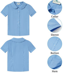 ब्लू शॉर्ट शर्ट वर्दी में लड़कियों के लिए ग्रीन प्लेड ड्रेस सेट किया गया है जो लड़कियों की छात्रा स्कूल वर्दी लड़की के लिए छोटे कपड़े पहने - Product Image 3