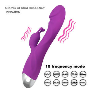 10 Geschwindigkeiten Vibrations-Rabbit-Vibrator G-Punkt Klitoris Dual-Stimulator USB-Aufladbar 100% Wasserdicht für Weibliche Selbstbefriedigung - Product Image 2