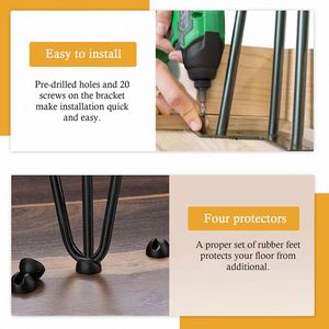 Pieds en acier robustes pour mobilier d'extérieur, salon, atelier, avec bases de protection et vis pour Mesa De Acero Muebles - Product Image 4