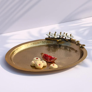 Haute qualité métal acier inoxydable plateau de service alimentaire Primum or Rectangle aliments plateau pour Table à manger centres de table décor - Product Image 2