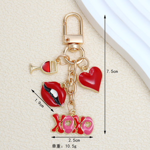 Nouveau goutte à goutte huile <span class=keywords><strong>rouge</strong></span> saint valentin baguette magique amour Rose fleur de cerisier porte-clés créatif mignon pendentif - Product Image 6