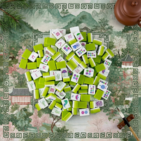 Boutique 160 Mahjong gravé à 4 couches en vert citron, édition paysage Shanshui pour le thé zen et les moments sociaux