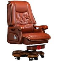 Chaise de bureau en bois massif, chaise de patron haut de gamme en cuir véritable, chaise de direction inclinable et pivotante, chaise grand luxe en cuir