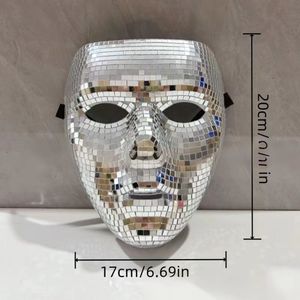 <span class=keywords><strong>Déguisement</strong></span> de fête disco sphérique en plastique scintillant pour adultes, masque miroir DIY amusant pour femmes et hommes, idéal pour DJ, scène, bar, fête, décoration de vacances - Product Image 4