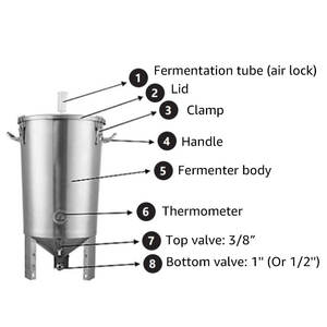 Cuve de fermentation conique en acier inoxydable 30L 60L / Serpentin de refroidissement / Gaine isolante Équipement de brasserie artisanale - Product Image 2