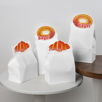 Sac en papier kraft de qualité alimentaire personnalisé avec étiquette de tête pour l'emballage de bagels, croissants, pains au levain et autres produits de boulangerie