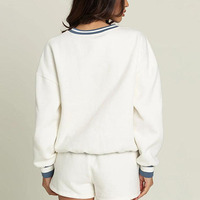 Pull-over de luxe personnalisé pour femme, en molleton léger et respirant, col rond, brodé, style universitaire, avec revers, pour les loisirs