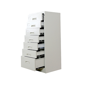 7 Drawers Vertical Steel Simple Design Office Metal File Cabinet Bucket Card Box Tall Movable Metal Storage File Cabinet