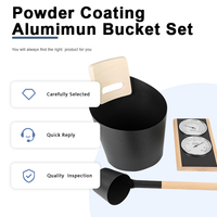 Proway aksesoris Sauna, aksesoris lapisan bubuk Sauna DIy ember Set ember dan sendok dengan bambu