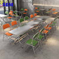 Ensemble de mobilier de restaurant commercial moderne SEM, table pliante en acier inoxydable, ensemble de table à manger avec 4 chaises pour la restauration