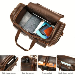 Grand sac de sport de luxe sac de voyage en cuir véritable avec logo de taille personnalisable Style tendance durable et portable - Product Image 3