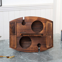 Table de pique-nique portable en bois de qualité supérieure avec poignée et 4 porte-verres pour le camping en plein air, la plage et les fêtes de jardin