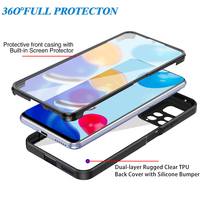 Pour Xiaomi Redmi Note 11 11S 4G NOTE 11 PRO PLUS 5G 11E Coque arrière souple en TPU antichoc 360 couverture complète 2 en 1 coque de téléphone écran