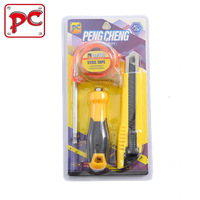 Kit d'outils ménagers multi-spécifications : tournevis double tête, couteau utilitaire, mètre ruban ; Combo de réparation trois pièces
