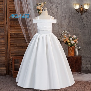 Vestido Largo de Satén con un Solo Hombro para Niñas, Vestido de Fiesta Formal para Cumpleaños, Vestido de Flores para Niñas, <span class=keywords><strong>Ropa</strong></span> para Bebés - Product Image 4