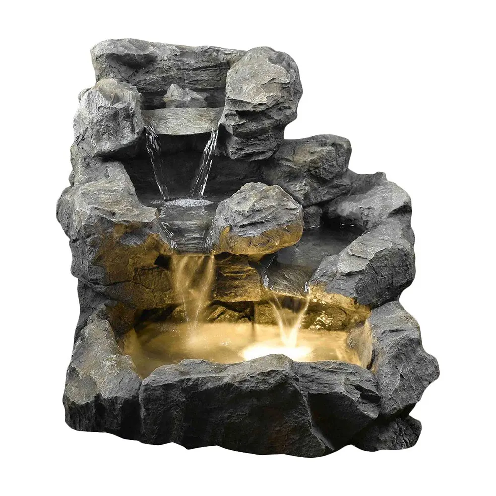 Rock Creek-fuente de resina Led para jardín, iluminación en cascada, exterior