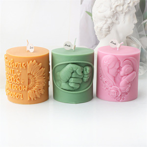 Moule à bougie colonne DAD, moule cylindrique lettre <span class=keywords><strong>MAM</strong></span>, moule en silicone écologique Sanzon, cadeau fête des pères, décoration maison - Product Image 4