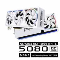 Carte graphique GeForce RTX 5080 16 Go GDDR7 édition blanche, triple ventilateur, prise en charge de DLSS 4.5, carte vidéo de jeu pour ordinateur de bureau, GPU PC