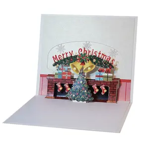 Obrigado cartão 3D presente personalizado Natal Pop Up cartões com Envelopes para férias