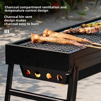 Barbecue au charbon de bois pliable et portable HL Modern avec tiroir latéral en acier inoxydable pour camping et pique-nique en extérieur, fonction combinée, OEM