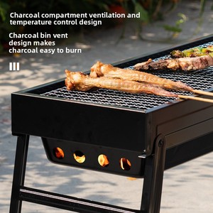 Barbecue au charbon de bois pliable et portable HL Modern avec tiroir latéral en acier inoxydable pour camping et pique-nique en extérieur, fonction combinée, OEM - Product Image 3