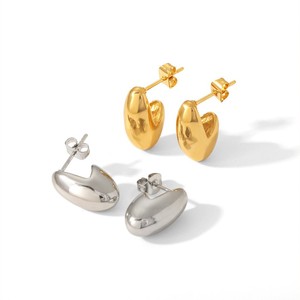 ต่างหูทรงรีเรขาคณิต สแตนเลสสตีล 18K ดีไซน์ไม่สมมาตร เหมาะสำหรับเป็นของขวัญ เครื่องประดับแฟชั่น - Product Image 4