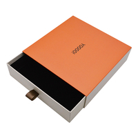 Boîtes en carton rigide écologiques personnalisées avec logo, emballage de vêtements, boîte cadeau de luxe en carton orange avec tiroir coulissant pour chaussettes, petite taille