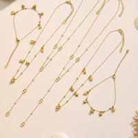 Collier et bracelet mini-ours DIY en acier inoxydable, ensemble personnalisé pour femme, collier chaîne en Y avec pendentif nez de cochon, vente chaude