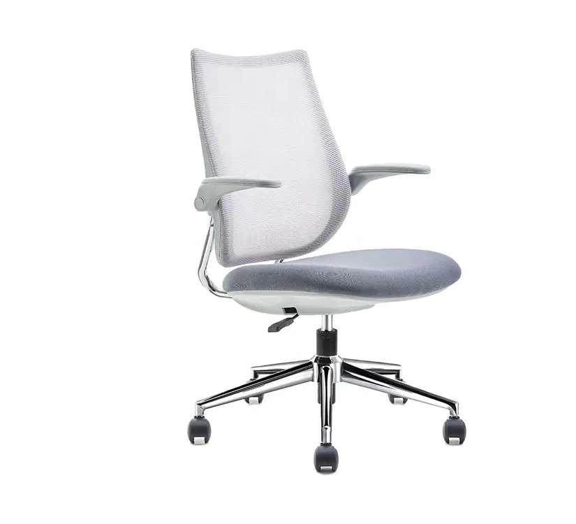 Vente en gros à l'usine de chaises de bureau en maille à bras rabattables au milieu du dossier chaise ergonomique bon marché pour le personnel en maille chaise de bureau pour ordinateur
