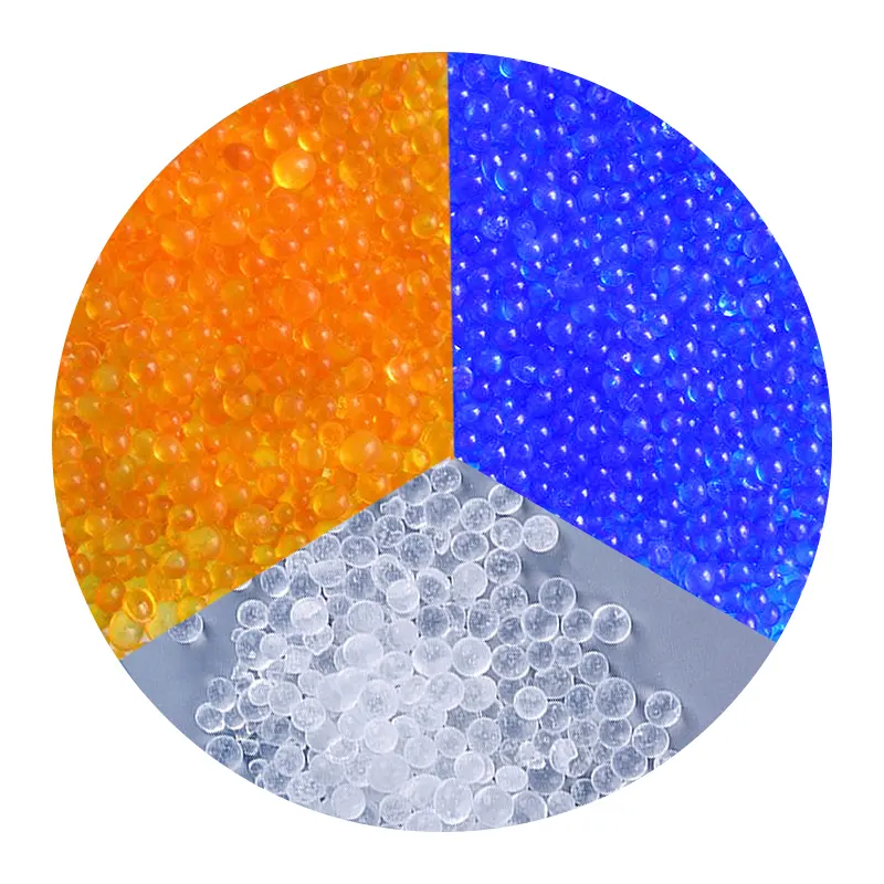 Prezzo di fabbrica 2-4mm 3-5mm tipo A perline di Gel di silice essiccante Gel di silice blu/<span class=keywords><strong>arancione</strong></span>/bianco usato come agente di purificazione dell'aria