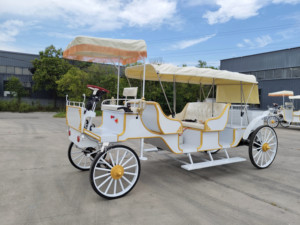Nuevo Modelo de Carroza Turística Blanca de 5 Plazas con Toldo, Alto Rendimiento y Estabilidad para Bodas y Recorridos Turísticos - Product Image 3