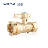 BMAG WRAS certifié 1/2 "-2" DN15 PN16 BSP filetage femelle Type droit vanne de compteur d'eau verrouillable vanne à boisseau sphérique en laiton avec clé de verrouillage